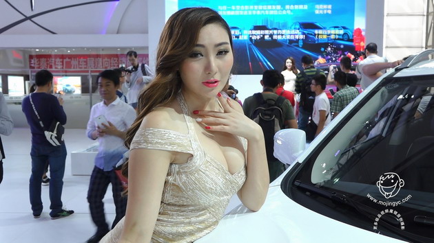 动作豪放的车模